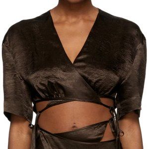 Yuzefi Brown Wrap Top T-Shirt